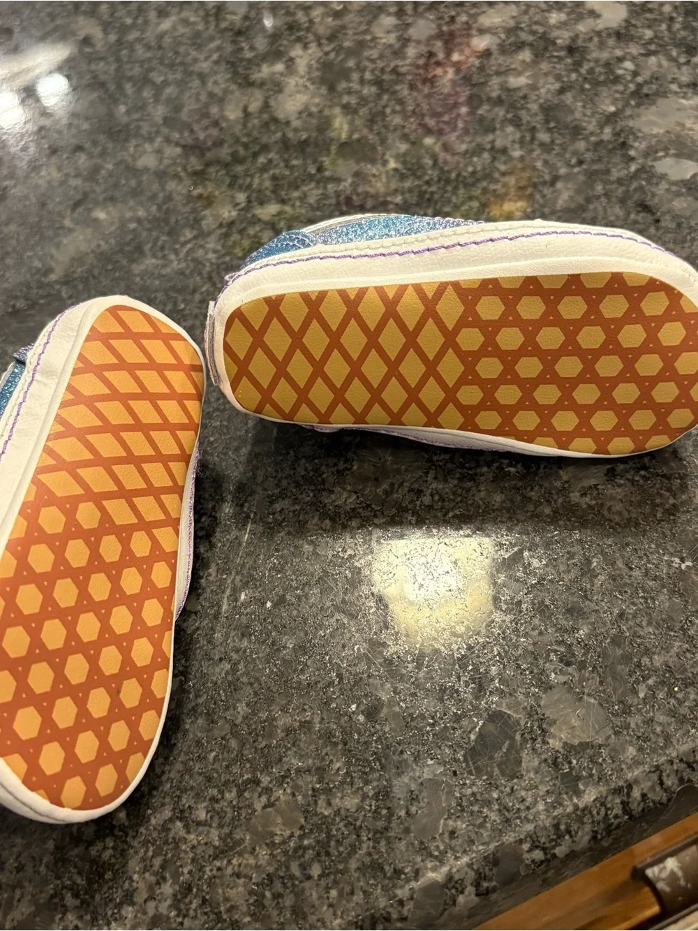 Vans Toddler Glitter Blue and Purple Slip-On Style Sneakers Crib shoes